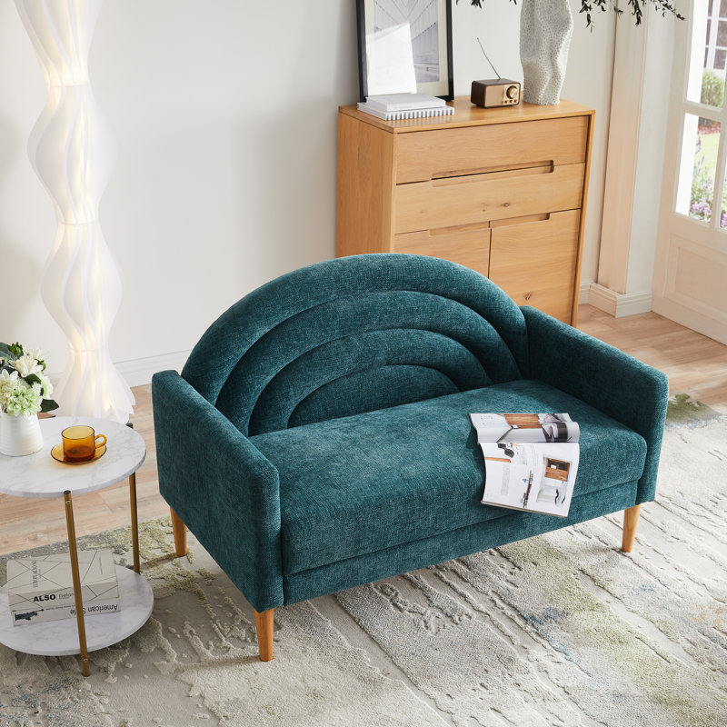 3 Seater Loveseat, Turquoise Polyester, 80cm H x 126cm W x 78cm D
