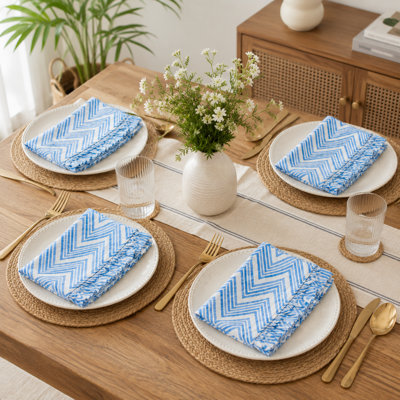 Ensemble de 4 serviettes de table 100% coton fabriquées à la main 