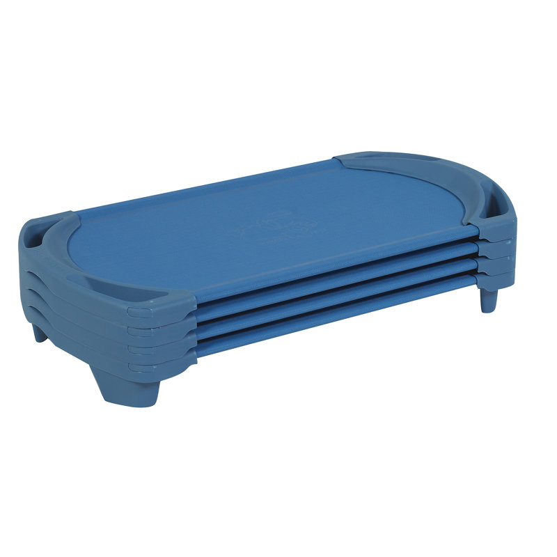 Angeles SpaceLine Daycare Cots for Kids, Kids Toddler Stackable Sleeping Cot for Preschool and Classroom, Toddler Size, Set of 4, Ocean Blue