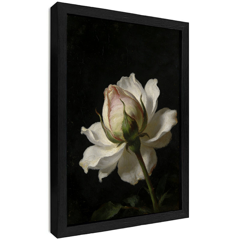 Reproduction d'art encadrée noire rétro "The unique Flower", H 11 po x l 9 po