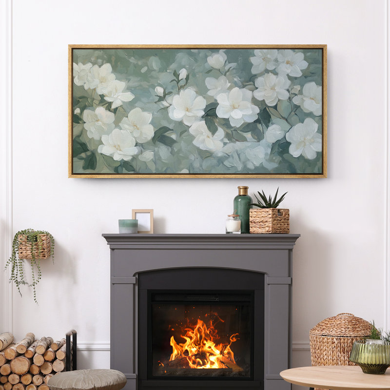 Art de chambre à coucher de fleurs de magnolia, photos murales florales vertes, impression numérique sur toile giclée sur toile