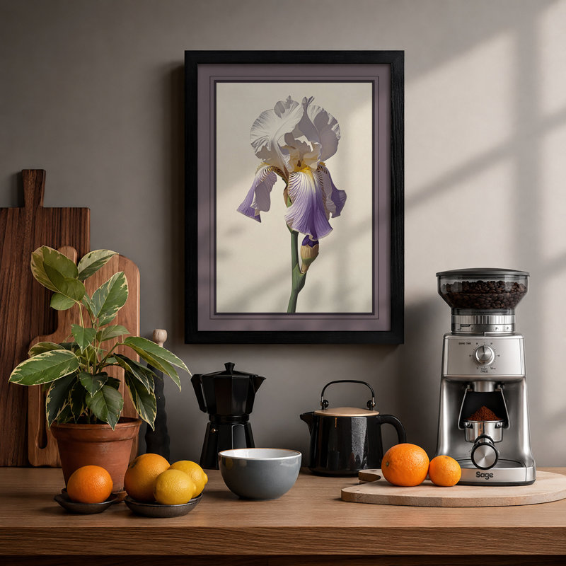 Iris in Bloom Botanical - Framed Print, Black, A3 - 42.0 x 29.7 cm