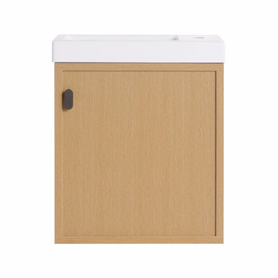 18.5" Wall-Mounted Bathroom Vanity With Resin Sink, Soft Closed Single Door, Mdf