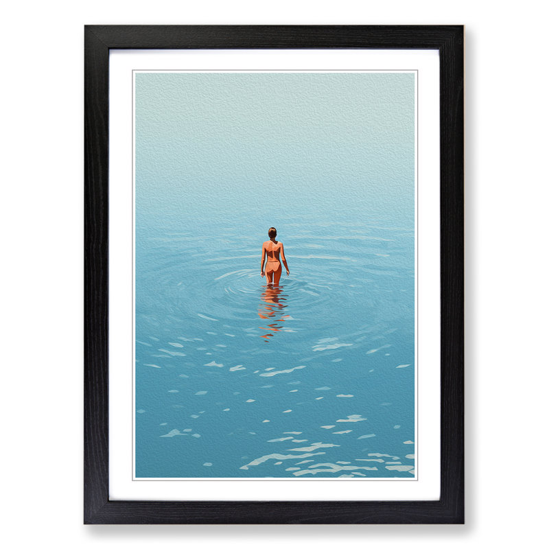 Swimming Minimalism No.3 - Framed Print, Black , 34cm H x 25cm W x 2cm D