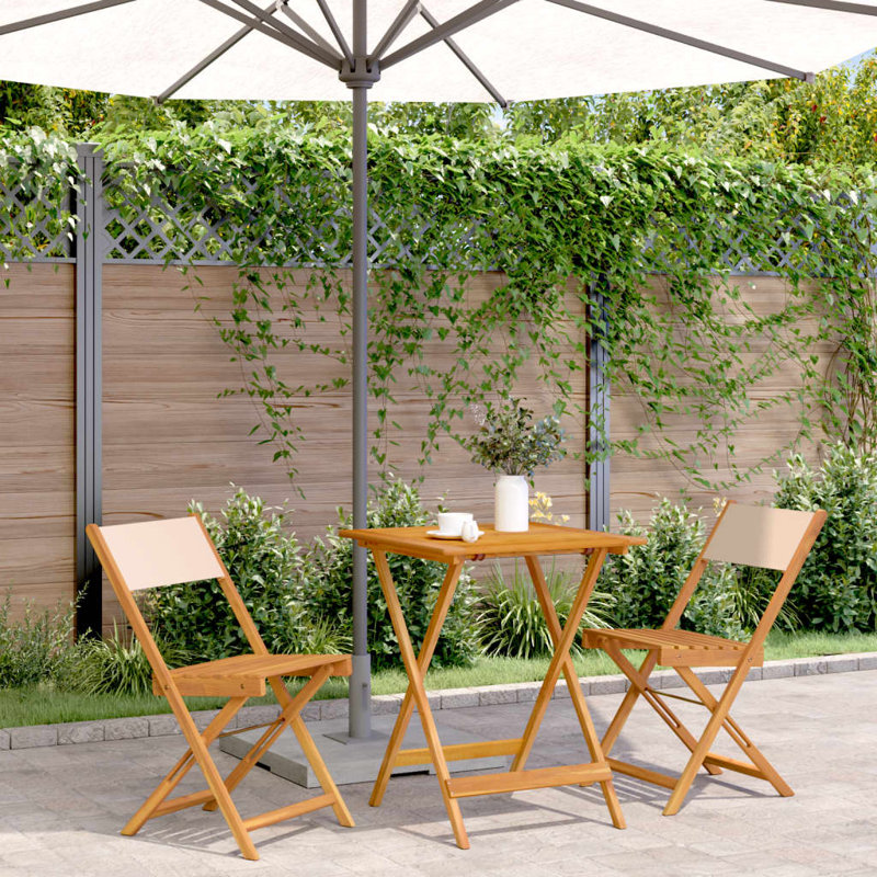 Quentel 2 - Person Wood Patio Dining Set with Square Table, Beige