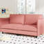 Rouge 2 places, profondeur 74,39 po, style Mid-Century moderne, structure en bois massif, tissu respirant, ressorts ensachés, confortable pour chambre à coucher, dortoir, bureau, avec assemblage latéral et simple, ressort