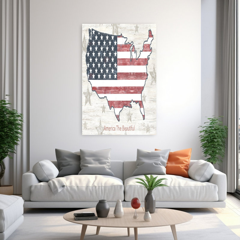 «America The Beautiful Map», art contemporain, H 40 po x l 60 po