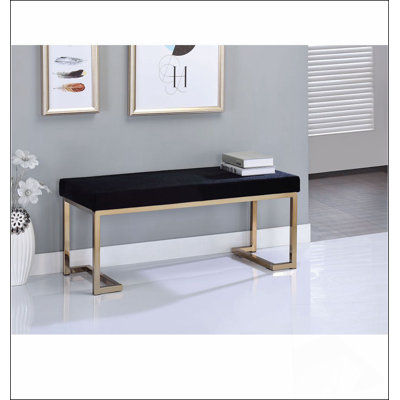 Banc 18 x 40 x 16, banc en tissu et champagne Boice