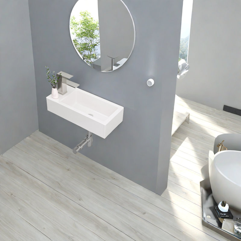 APRESSHUI 7.28'' Ceramic Rectangular Bathroom Sink