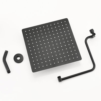 Pomme de douche de luxe de 12 pouces avec bras réglable en acier inoxydable - 12 po noir mat Glamour