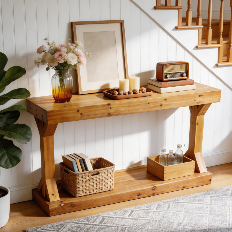 120cm Solid Wood Console Table, Brown