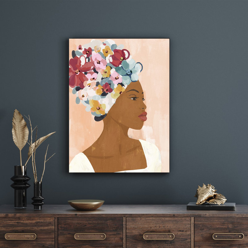 Woman With Brown Paint Roses - Single Picture Frame Drawing