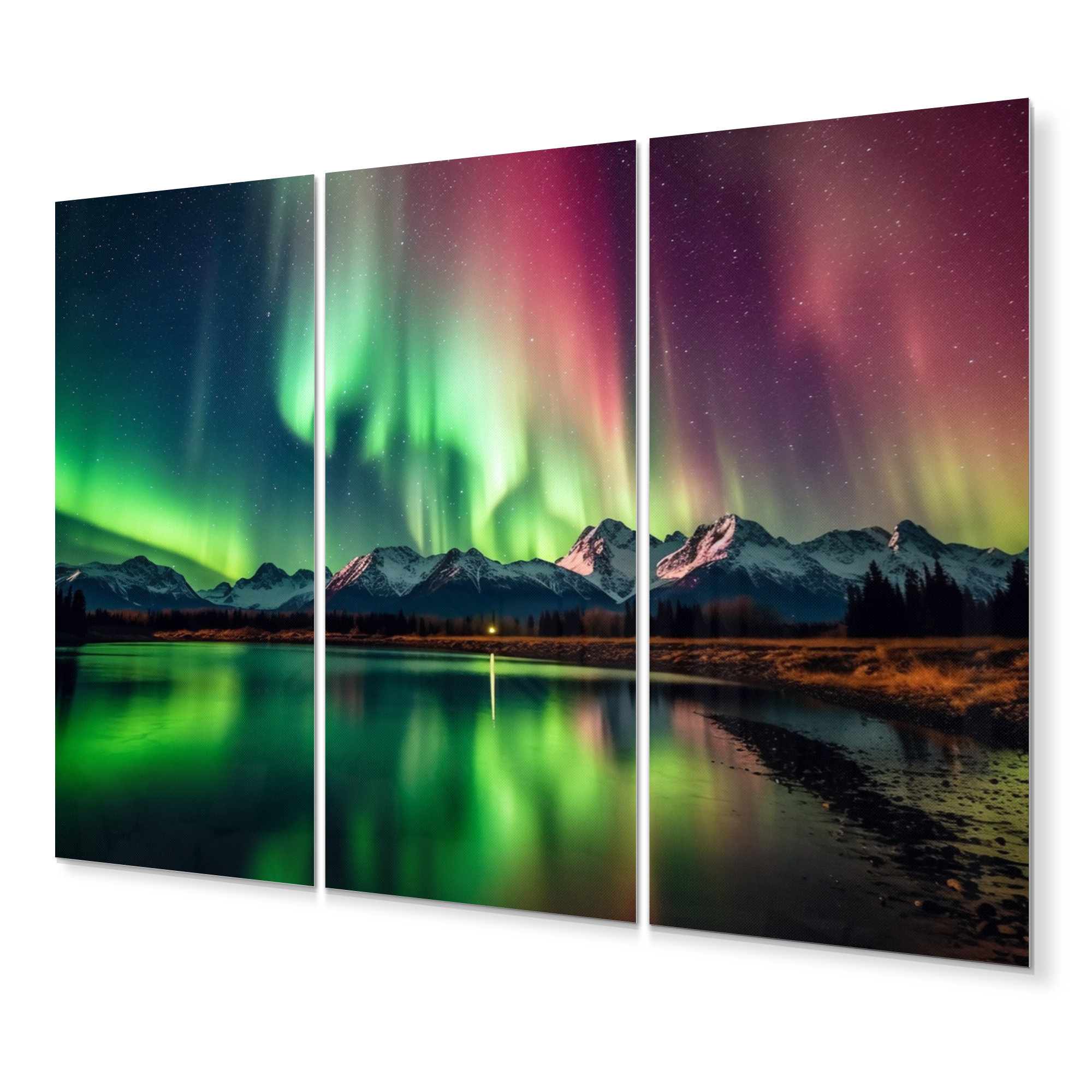 DesignArt Yukon Dream Aurora IV Canadian Metal Wall Decor Set