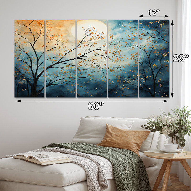 «Sky Celestial Mosaic Landscape V» sur toile, reproduction de 5 pièces