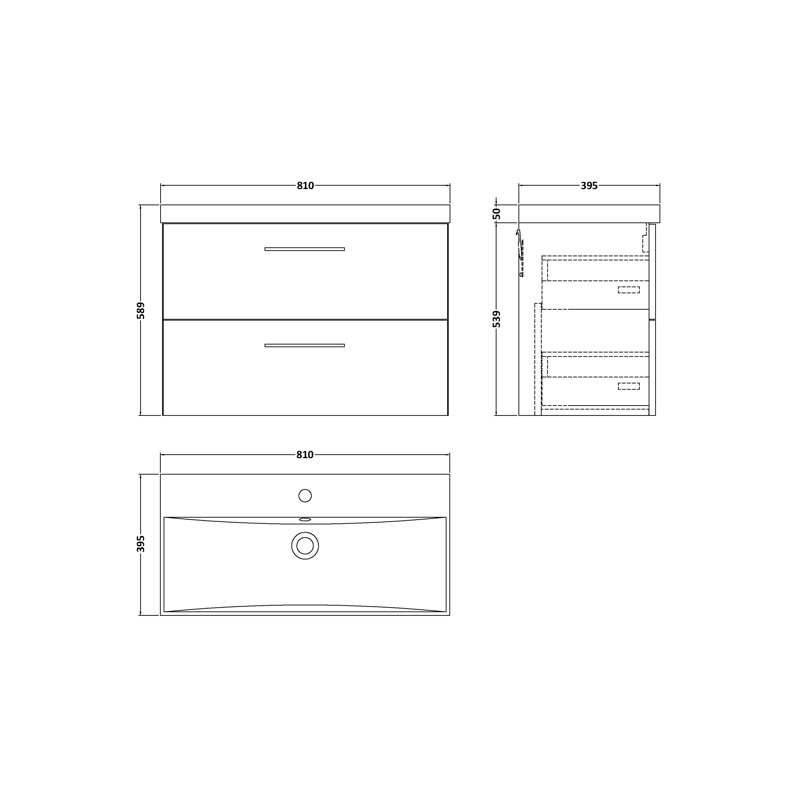 810mm Single Bathroom Vanity with Drop In Vitreous China Basin, Midnight Blue