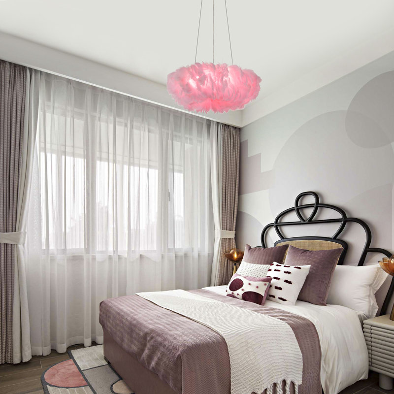 Luminaire suspendu à DEL 1 lumière Greenville avec abat-jour rose Mercer41
