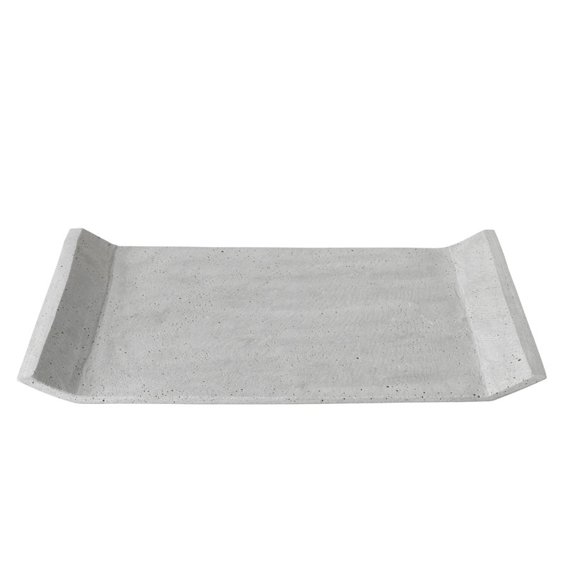 Elegant Rectangular Concrete-Look Polystone Tray