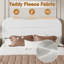 Structure de lit double avec tête de lit douce en velours Teddy, lit plateforme avec support en lattes de bois, assemblage facile, silencieux, blanc-896359391-896806050