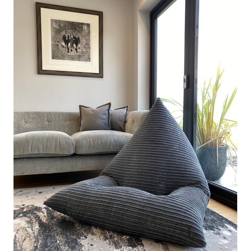 Jumbo Cord Adult Wedge Corduroy Bean Bag Lounger, Grey