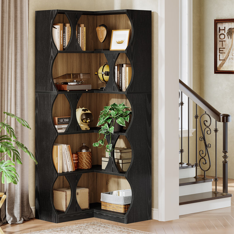 71" Tall Corner Bookshelf, L-shaped Bookcase