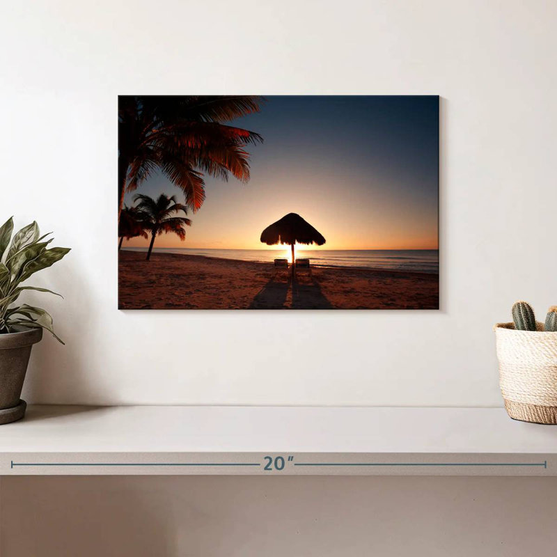 Gillard, coucher de soleil à Cancun, H 8 po x l 12 po