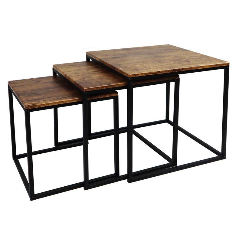 Chavira Sled Nesting Tables, Black, Brown