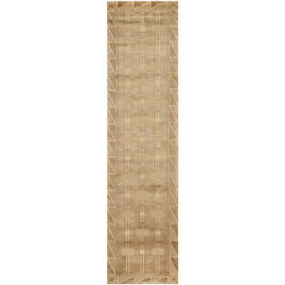 Tibetan Shag Hand Knotted Wool Pile Geometric Rug