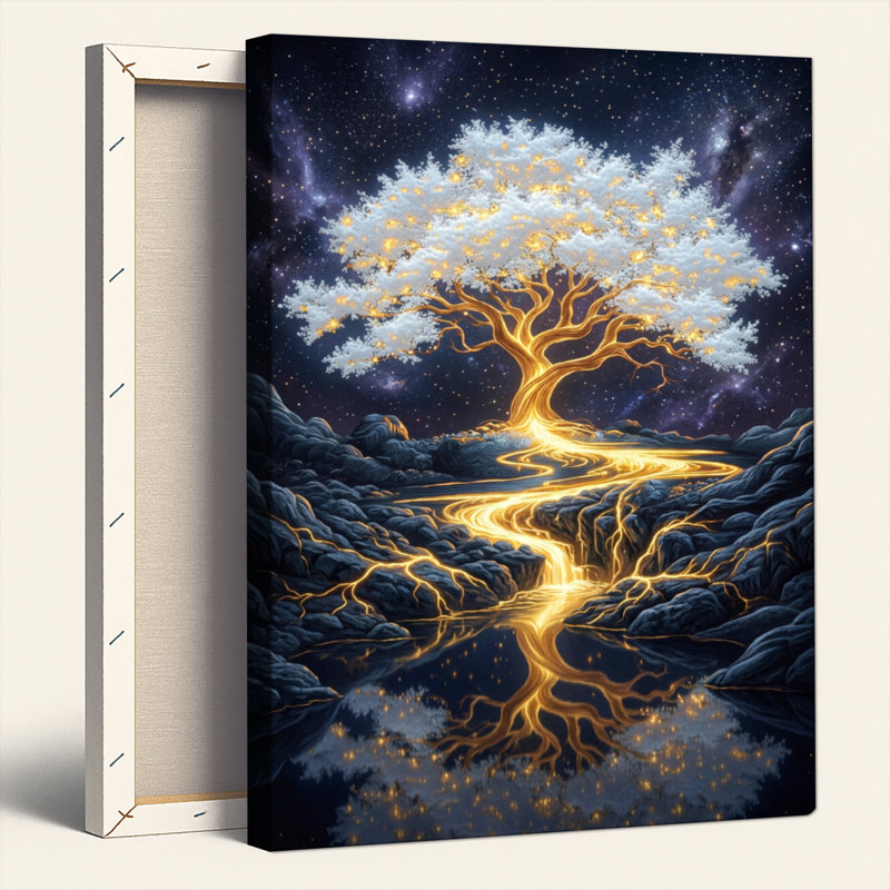 Ensemble de 1 tableau sur toile Arbre Cosmique, H 48 po x l 32 po, Toile tendue