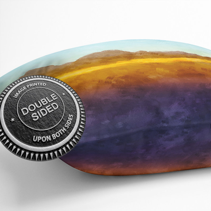 Amber Mountains Painting Cushion with Filling, 55cm H x 55cm W x 20cm D
