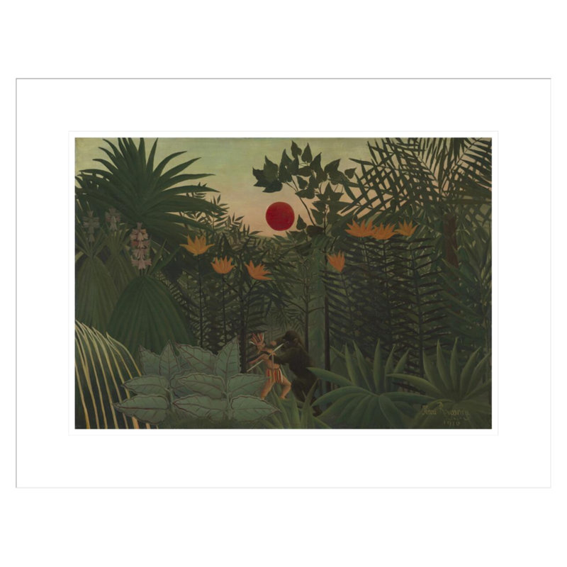 «Tropical Landscape - An American American Fighting with a Gorilla» par Henri Rousseau, impression giclée encadrée