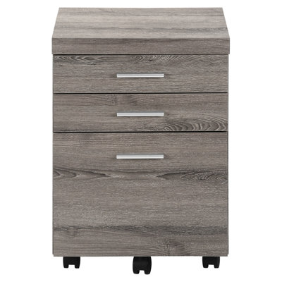 Modern File Cabinet With Wheels, Storage, Taupe, Office Style Rolling Mobility, Drawers, Taupe Laminate,
