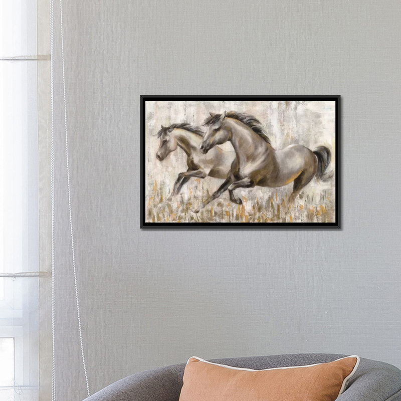 «Running Horses» par Silvia Vassileva - reproduction d'art, Black Framed, Pas de tapis, H 18 po x l 26 po x P 1,5 po