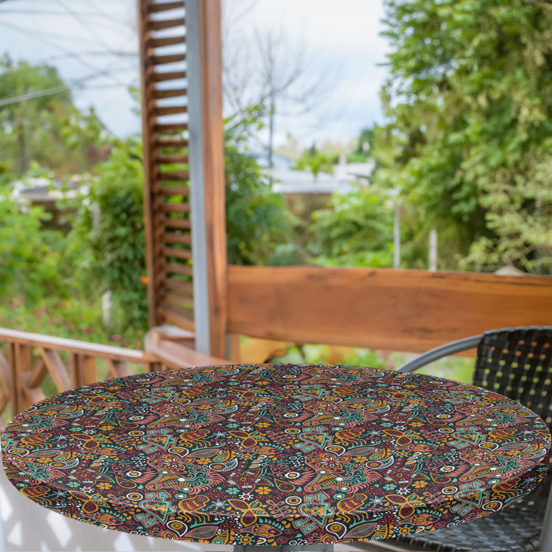 Bungalow Rose Floral Fitted Round Tablecloth Diameter Multicolor
