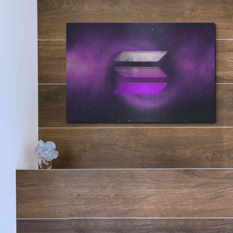 «Cosmic Crypto Solana», art mural en métal, 16 po x 12 po