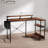 Computer Desk, L Shaped Corner Desk With Shelf, Power Outlets And LED Lights-2125606951