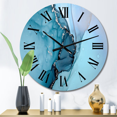 Turquoise Liquid Art Universe - Modern Wall Clock
