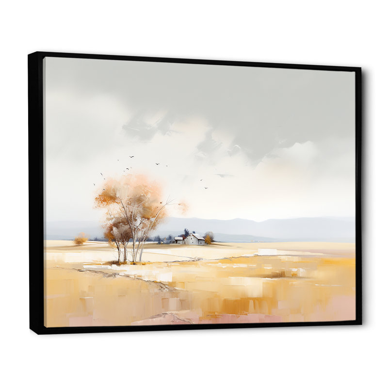 Paysage de campagne minimaliste III - impressions sur toile campagne, H 30 po x l 40 po x P 1,5 po, Cadre flottant noir