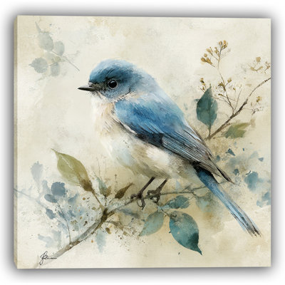 Garden Pause - Perched Bluebird Wall Art