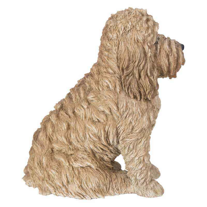 Statue cockapoo assis, Crème