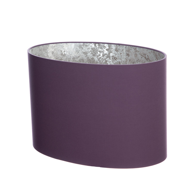 Satin Backed Dupion Oval Lamp Shade ( Screw On ), Mauve/Silver, 20cm H x 28cm W x 17cm D