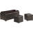 Leather Storage Bench With 2 Black Side Ottomans, To Table, Ideal For Living Room, Nail Heads Ornament, 16" H X 39.68" W 40" D Bench, 13" 13.5" Ottomans Can Convert Suitable Appearance,