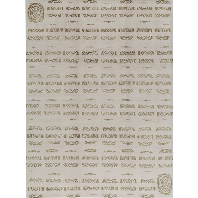 Tapis beige noué à la main de haute qualité