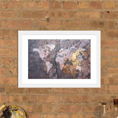 " World Map On Stone Background " by Michael Tompsett