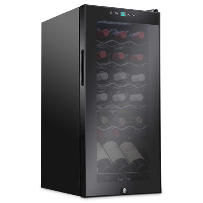 Ivation 18 Bottle Compressor Wine Refrigerator, Freestanding Wine Cooler with Lock, Black on Fridge.com