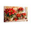 Plantes de poinsettia de Noël dans un pot décoratif, rebord de fenêtre, ensemble de 3 impressions d'art sur toile-1103340248