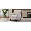 Fauteuil simple en lin beige de style rétro avec pieds élégants tournés, confortable pour se détendre à la maison-107845107