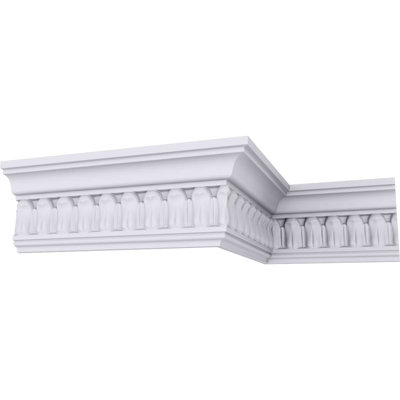 Endurathane Chaffin Crown Moulding, 3 5/8"H x 1 5/8"P x 3 7/8"F x 94 1/2"L, (1" Repeat), Factory Primed
