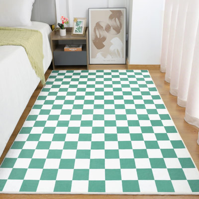 Tapis à motif géométrique à carreaux, tapis en laine antidérapant et résistant à l'usure, tapis lavable de grande surface, le premier choix pour la décoration intérieure