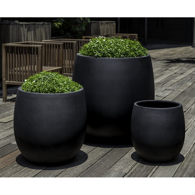 Guilford Planter, 16.75" H x 16.75" W x 16.75" D, Onyx Black Lite