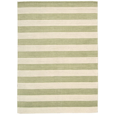 Ripple Wool Striped Area Rug in Sage